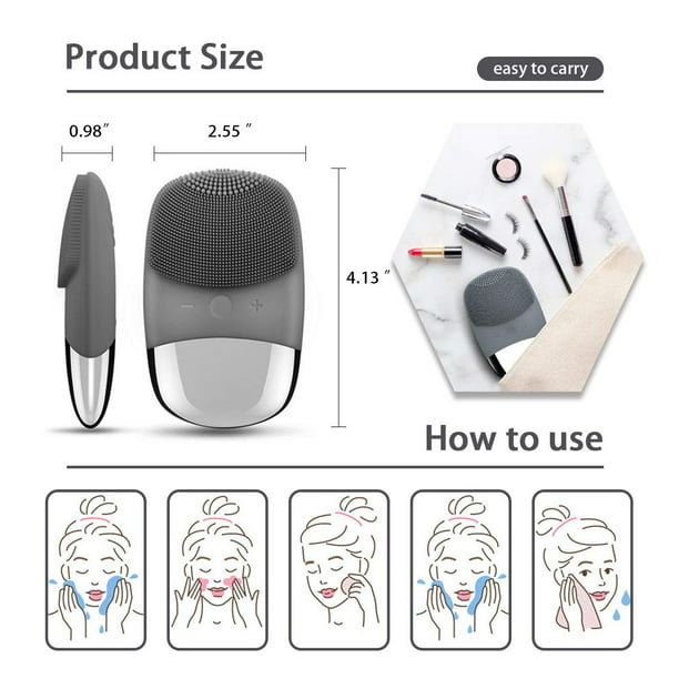 Cepillo de limpieza facial, limpiador facial eléctrico 3 en 1, masajeador  vibratorio, IPX7 impermeable, cepillo facial recargable por USB para