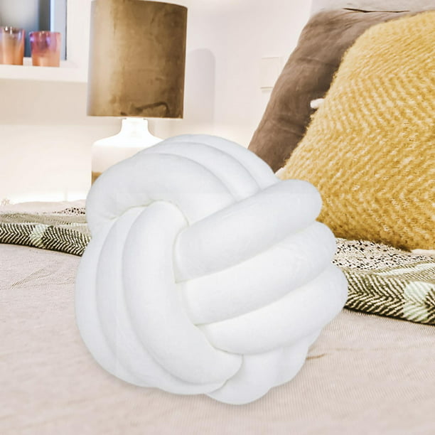 Sioloc - Almohada de nudo suave, cojín redondo para decoración del hogar,  almohada de bola anudada hecha a mano (7.8 pulgadas, color marfil)