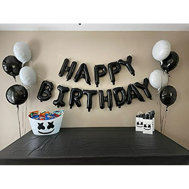 Banner de Cumpleaños (3D Negro) Globos de Mylar Foil Happy Birthday, 211  Piezas Decoracion HiParty HiParty