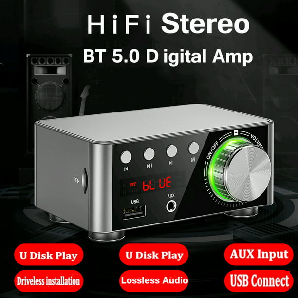 Amplificador de audio FX-AUDIO FX 502E-L HiFi 2.0 BT 5.1 Mini amplificador  de potencia de audio completamente digital 75W * 2 Ajuste de graves y  agudos FX-AUDIO Amplificador de audio