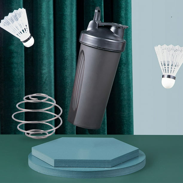 Botella de agua con agitador de proteínas con vaso mezclador de gimnasio a  prueba de fugas a escala (negro) Likrtyny Libre de BPA