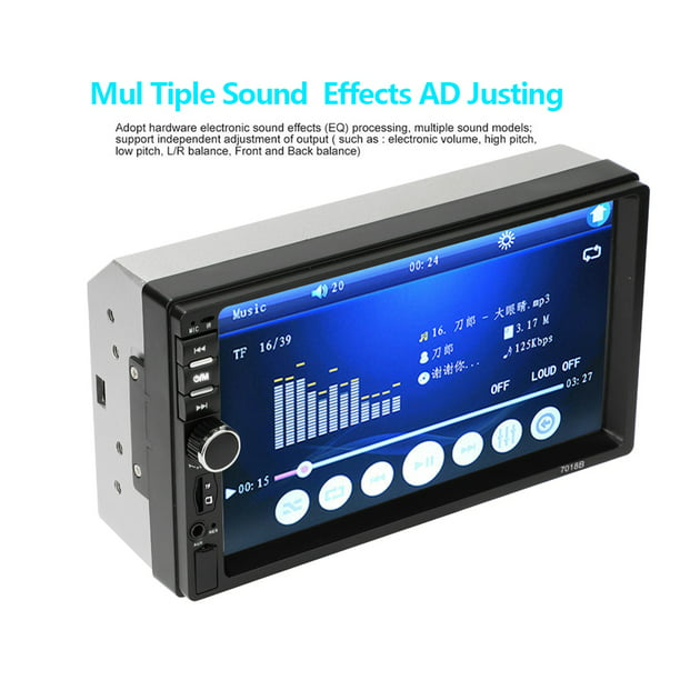  Radio de coche 2-DIN Audio estéreo 7018B Video MP5 reproductor  multimedia con pantalla táctil HD de 7 pulgadas, con cámara 4LED, soporte  de enlace de espejo, Bluetooth, AUX, USB, FM, cámara