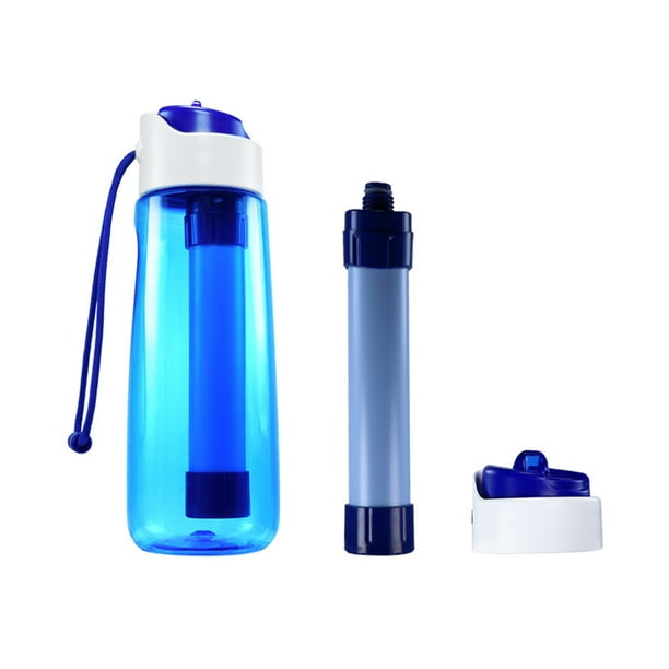 Botella de agua purificadora de agua de emergencia para acampar con de 750 (azul) Deportes al aire libre Salida diaria Juego de fiesta | Bodega Aurrera en línea
