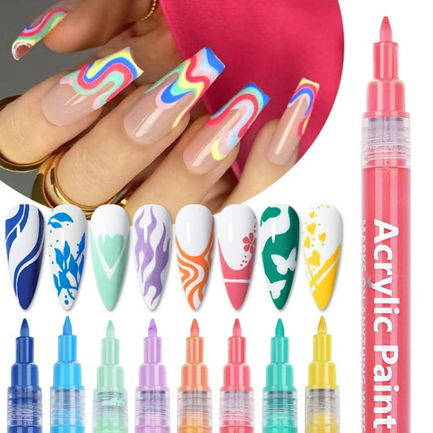 8 pinceles para decoración de uñas, herramienta uñas con dibujo , manicura  de uñas acrílicas, bolígrafo de pintura de 3D Salvador Rotuladores de