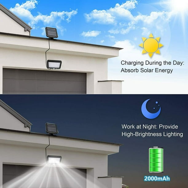 2 Focos Solares 56 LED Exterior Para Calle Con Sensor De Exteriores Patio  Postes