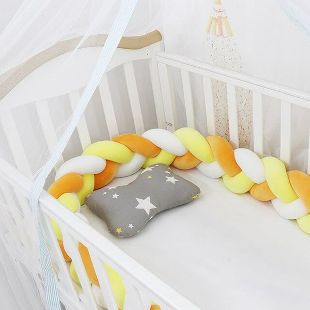 Parachoques de cama de bebé de 1M-4M, nudo trenzado largo hecho a mano,  tejido de felpa anudado, Pro Fivean unisex