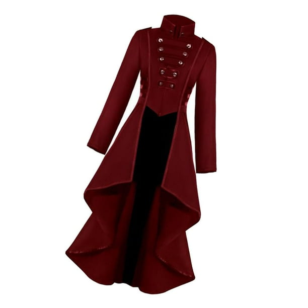 Steampunk de cola rojo para mujer gabardina larga para mujer