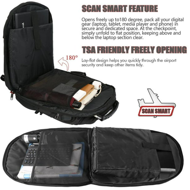 Mochila para portátil de 17 pulgadas, mochila de viaje grande TSA