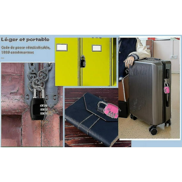 Candados para equipaje (paquete de 4) - Candados de combinación de