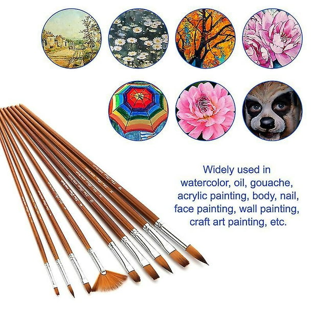 Pinceles de pintura – Juego de 15 pinceles profesionales para acuarela,  acrílico, gouache y pintura al óleo – Pelo de nailon de alta calidad con