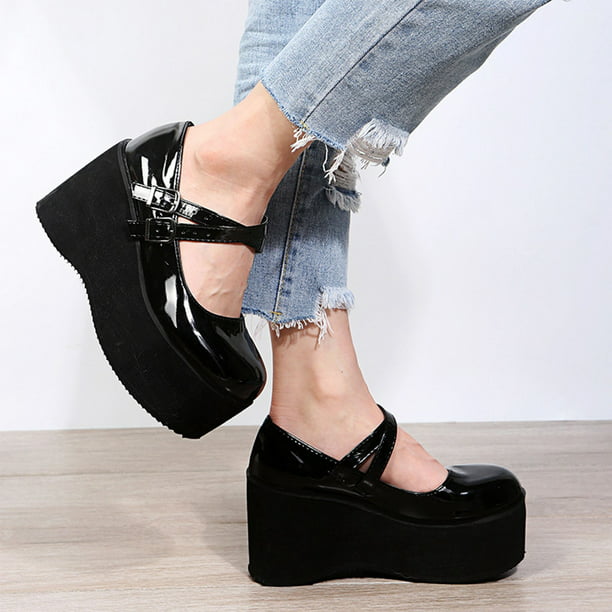 hueco Descolorar Groenlandia Zapatos de charol con cuña y plataforma de tacón alto a la moda para mujer,  sandalias con correa en Wmkox8yii hfjk1913 | Walmart en línea