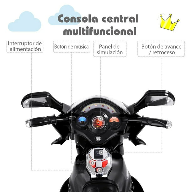 Costway Vespa Montable 6 V Moto Eléctrica con Ruedines para Niños  Recargable Interruptor Adelante Atrás con Música Bocina Azul Costway Modern