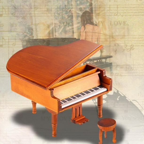 Atyhao Caixa de música de piano simulação, caixa de música de piano clássica  elegante madeira delicada para aniversário de Natal (cor de madeira) :  : Brinquedos e Jogos