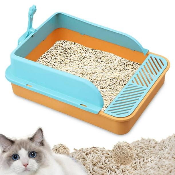 Caja de arena para gatos, orinal para gatos, arenero para gatos,  resistente, semicerrado, Color L Yuyangstore Bandeja de arena para gatos