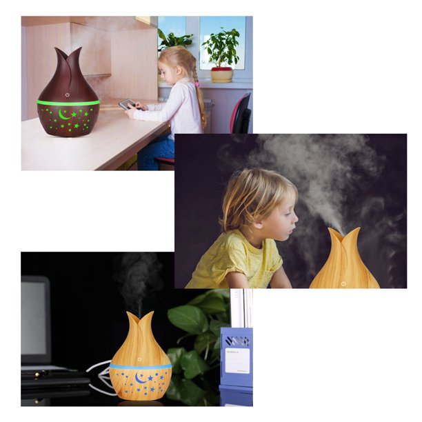 Humidificador Aromas Diseño Luz Led Café Oscuro 1920