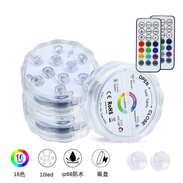 Luces LED sumergibles magnéticas recargables – Carga USB controlada por  radiofrecuencia IPX8 impermeable coloridas luces WRGB para piscina,  estanque