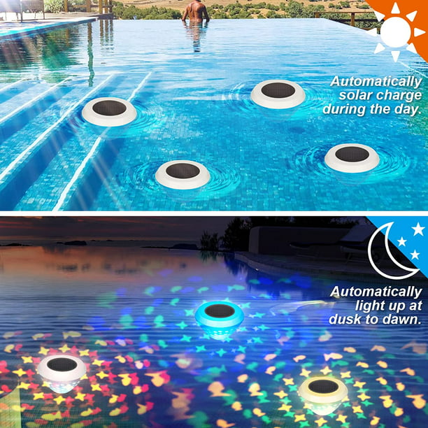 Tira de luces LED solares azules, impermeables, para exteriores, 19.6 pies,  180 luces LED de energía solar, 8 modos de iluminación, piscina de verano