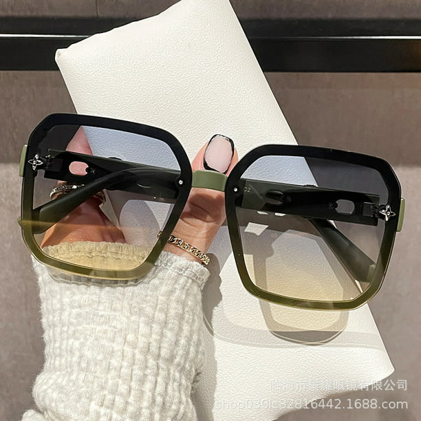 2023 gafas de sol esmeriladas con marco grande de moda para mujer, gafas de  sol pequeñas de estilo coreano, gafas de sol de Color claro azul LingWen  9024735090946