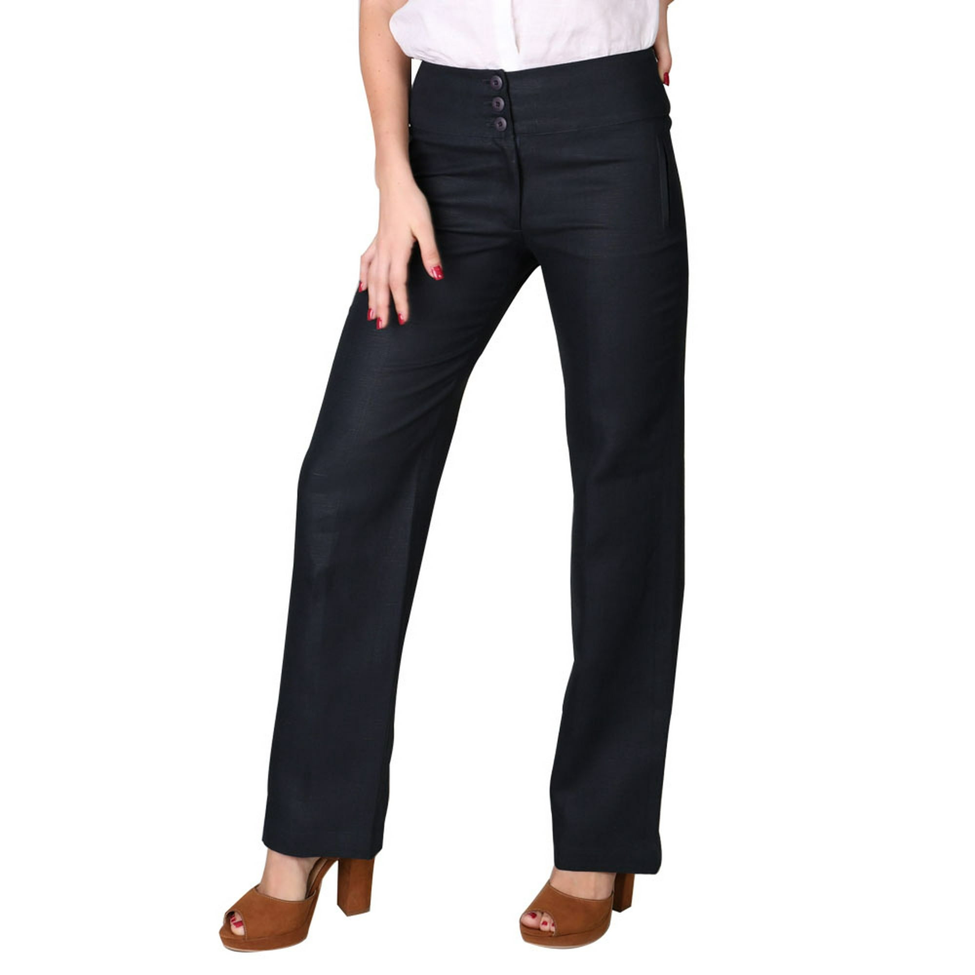  Pantalón de trabajo ajustado recto pierna de oficina para mujer,  color sólido, traje casual, pantalones formales para mujer, Negro - : Ropa,  Zapatos y Joyería
