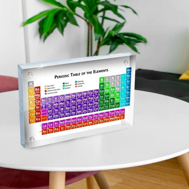 Acrílico Tabla periódica con elementos reales Carta Decoración Niños  Enseñanza Escuela Display Química E