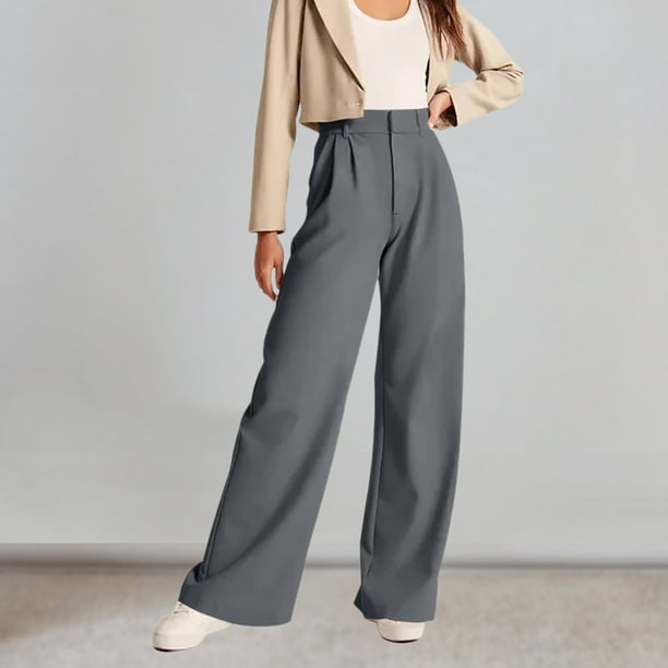 Pantalones elegantes para mujer sueltos informales línea H bolsillos con  cierre de cremallera traje de trabajo de oficina