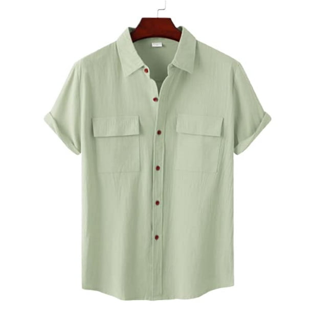 Camisas a rayas para hombre, camisetas de pesca de playa, camisetas  casuales de manga corta con botones, camisas de yoga y trabajo, blusas de  verano