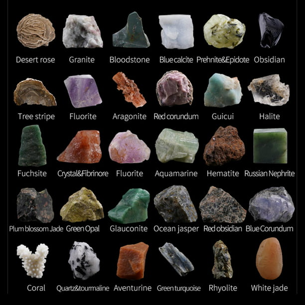 Juego de colección de minerales de 30 piezas, experimental de minería para  , juguetes de bricoje STEM de educación de geografía Sunnimix geología para