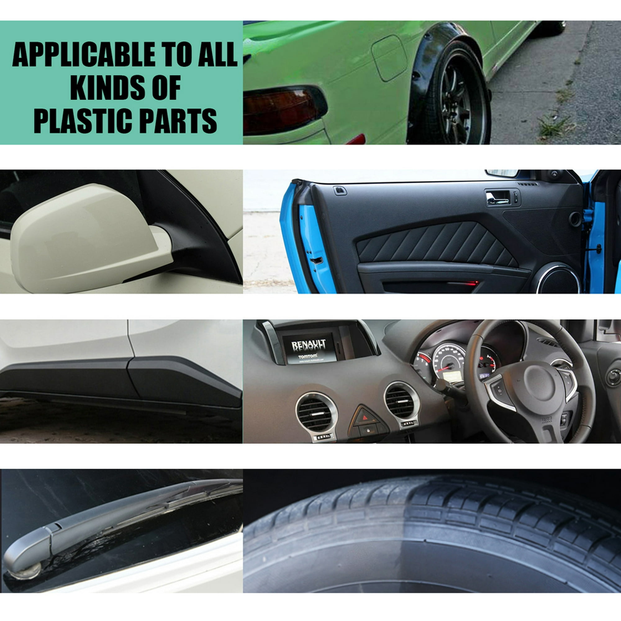 Restaurador de plástico para coche, productos de limpieza de coche con  brillo negro, pulido y renovación de revestimiento de reparación para  detalles de coche