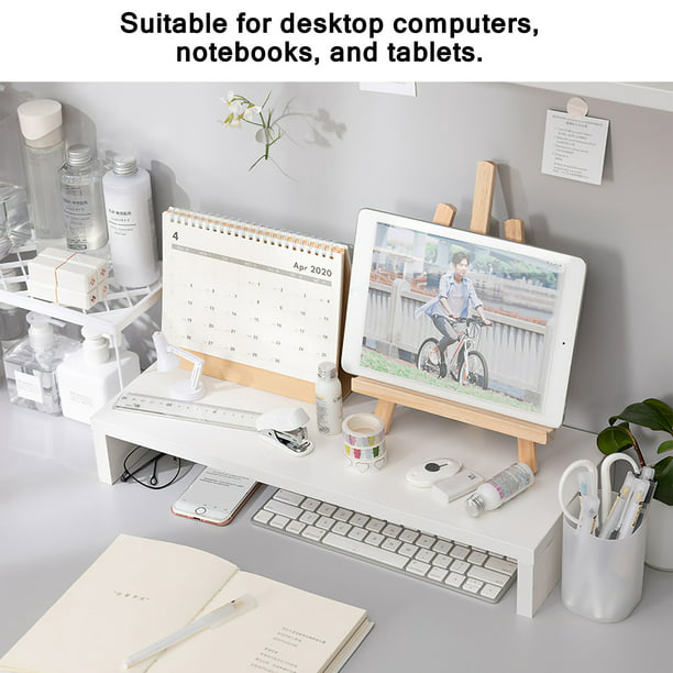 Soporte de madera para Monitor de ordenador, estante de almacenamiento de  escritorio, estante de pantalla para