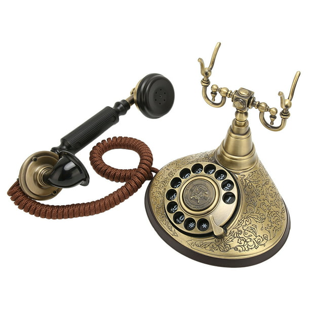 Teléfono giratorio retro, teléfono antiguo con cable antiguo con función de  timbre mecánico y altavoz, estilo clásico de los años 60, teléfono antiguo