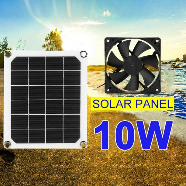  Ventilador solar de 10 W con carga USB, ventilador de