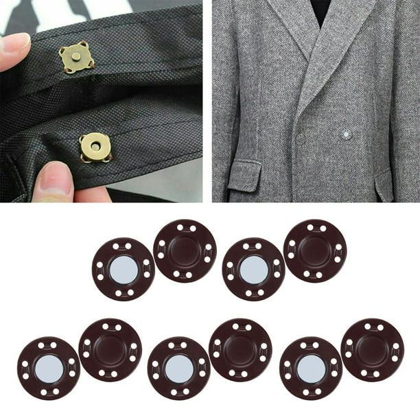 10 pares de botones magnéticos de 0.79 broches de de aleación para punto,  acolchar, coser, pantalones, cierre de chaqueta para , Café perfecl Broches