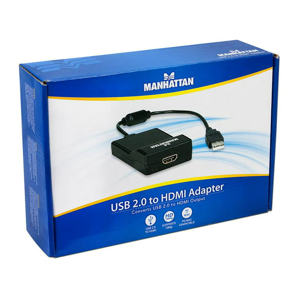 Manhattan USB 2.0 to HDMI Adapter, Easily Converts USB Video (151061),Black