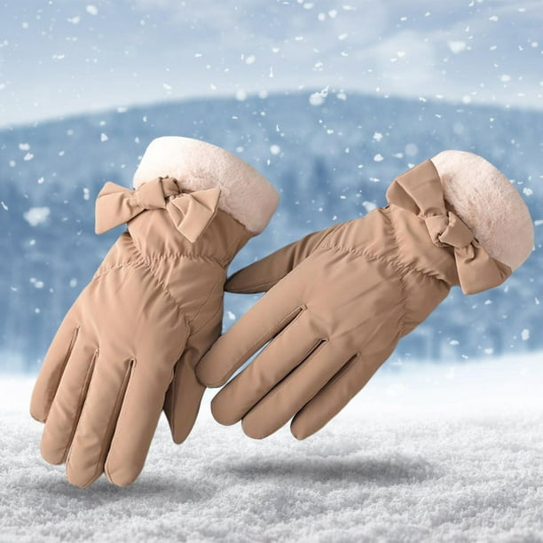 Moda mujer guantes de invierno pantalla táctil impermeable grueso