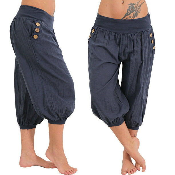 Pantalones de yoga Harem holgados sueltos de color puro de moda para mujer  Pantalones largos casuales Adepaton CJWUS-4634