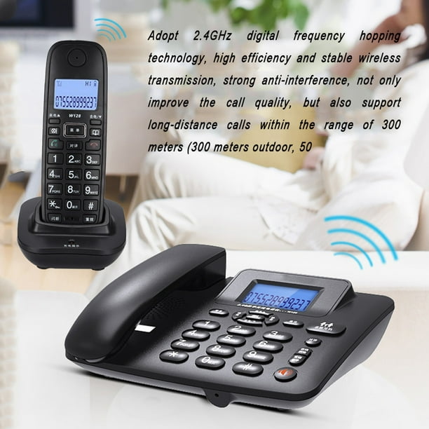 Teléfono Fijo Telefono Inalambrico Casa Oficina 24GHz Landline con  Identificador de Llamadas DTMF/FSK Pantalla LCD de Llamada Manos Libres  Micrófono