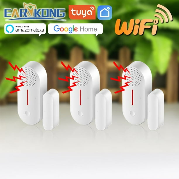 Sensor de puerta WiFi inteligente Tuya, detectores de puerta