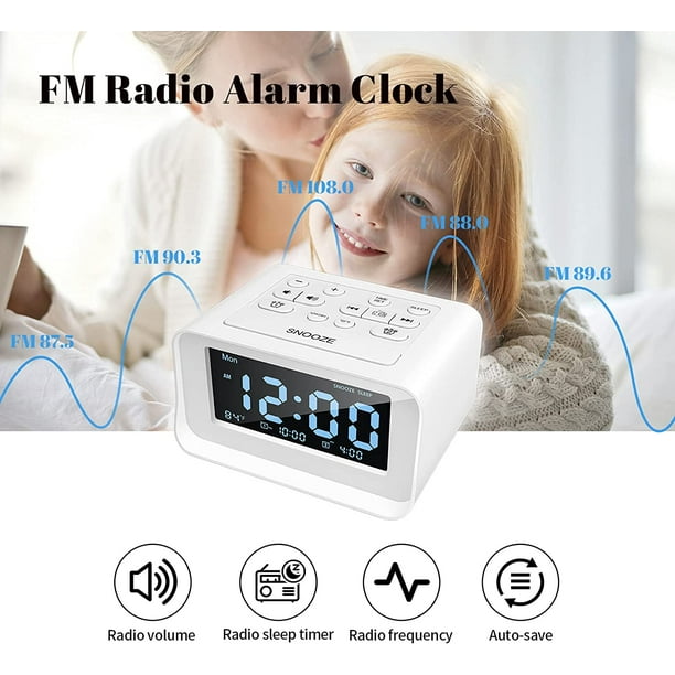 Despertador Digital con Radio FM, reloj de mesa electrónico con