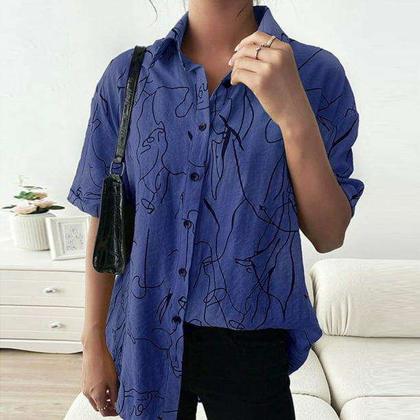 Camisas De Mujer Primavera verano botón camiseta moda mujer blusa