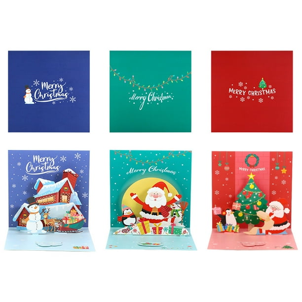 RV 3 tarjetas de felicitación de Navidad tridimensionales, regalos creativos  doblados a mano, mensajes de bendición, tarjetas de Navidad Rojo Verde