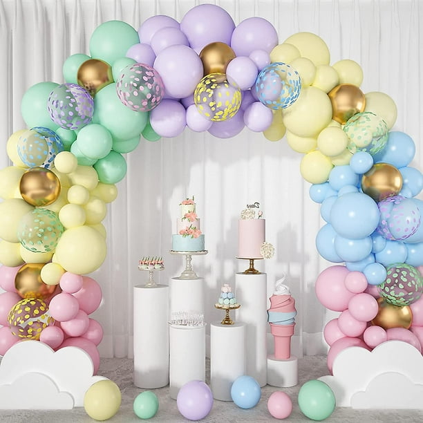 Kit de guirnalda de globos en colores pastel de 135 piezas, arco de globos  de unicornio macarrón arc YONGSHENG
