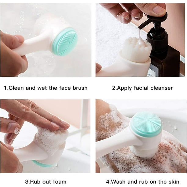 Cepillo de limpieza facial manual, cepillo facial de silicona de doble  cara, cepillo limpiador exfoliante cepillo limpiador de silicona con cerdas