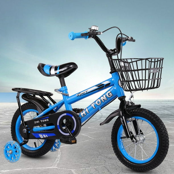  Bicicleta de 2-3-4-6-7 años para niños, bicicleta para niños,  asiento cómodo de bicicleta, puede traer a la gente 3 opciones de color  (color azul, tamaño: 16 pulgadas) : Juguetes y Juegos