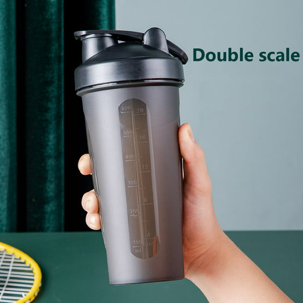 Botella de agua con agitador de proteínas con vaso mezclador de gimnasio a  prueba de fugas a escala (negro) Likrtyny Libre de BPA