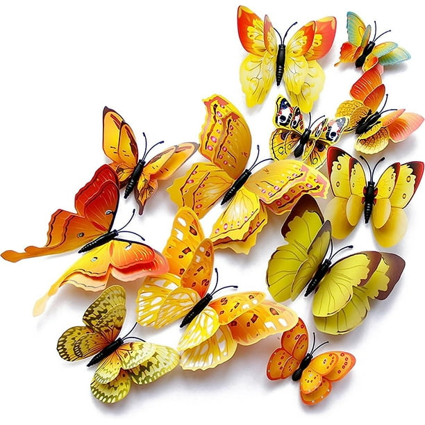 Homoyoyo 150 piezas de decoración de fiesta mariposa mariposas decorativas  para fiesta 3D DIY ornamento apliques escultura pared calcomanías 3D