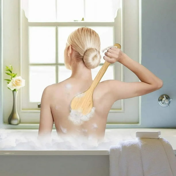 Cepillo corporal de baño antideslizante mango largo con cuerda para ducha