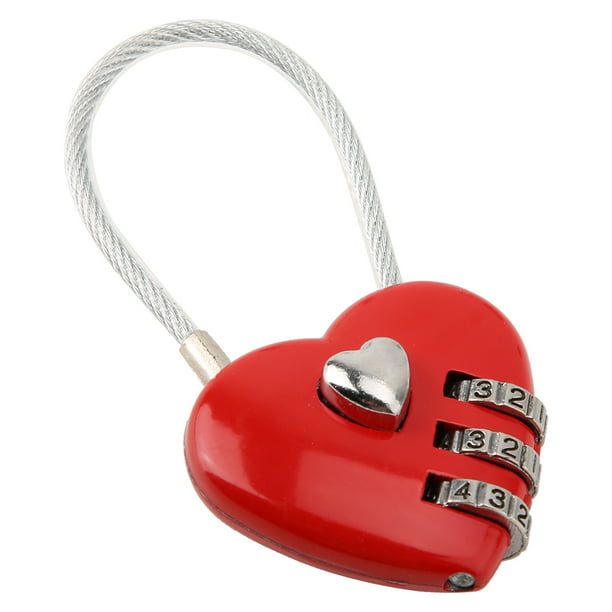 Candado de seguridad con contraseña para bolsa de equipaje con combinación  de código de 3 dígitos en forma de corazón (rojo)