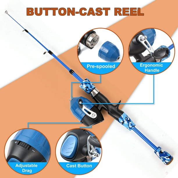 kit de pesca con señuelos vara caña pescar telescópica para principiantes  niños