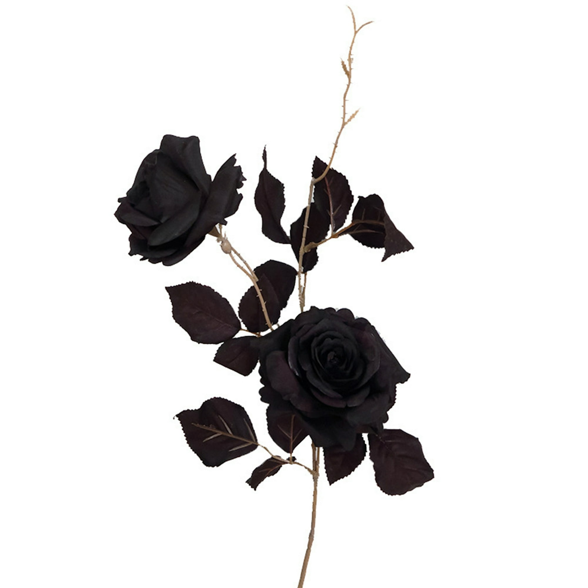 Rosa negra imitación flor de rosa dorada barra de rosa negra flor de seda  decorativa - varilla verde negra (altura de unos 50 cm, diámetro de la