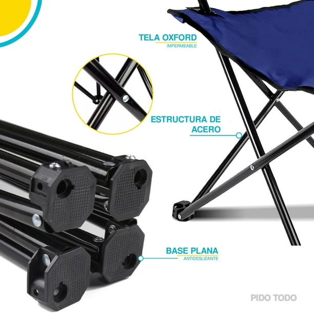 Silla Plegable Playa Camping Incluye Funda Y Portavaso Azul GARDECOR Silla-3A